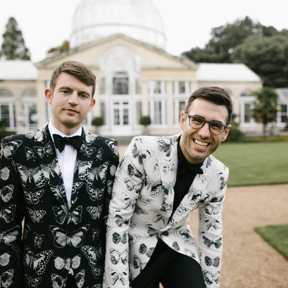 Two Grooms in Alexander McQueen Suits | Monochrome Wedding at Syon Park London | Chris Barber Photography | Second Shooter Beatrici Photography