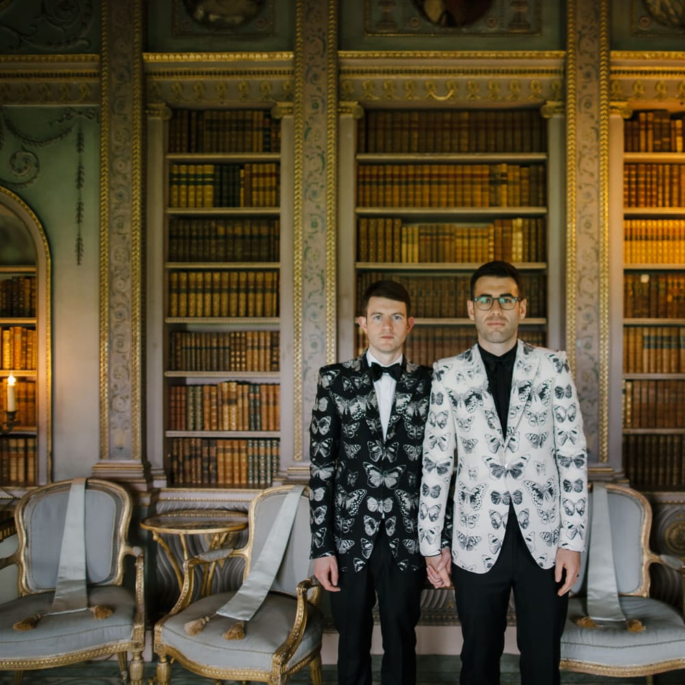 Two Grooms in Alexander McQueen Suits | Monochrome Wedding at Syon Park London | Chris Barber Photography | Second Shooter Beatrici Photography