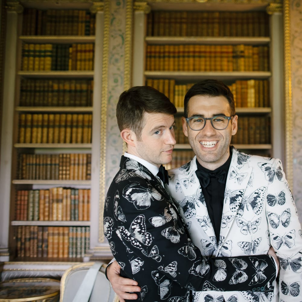 Two Grooms in Alexander McQueen Suits | Monochrome Wedding at Syon Park London | Chris Barber Photography | Second Shooter Beatrici Photography