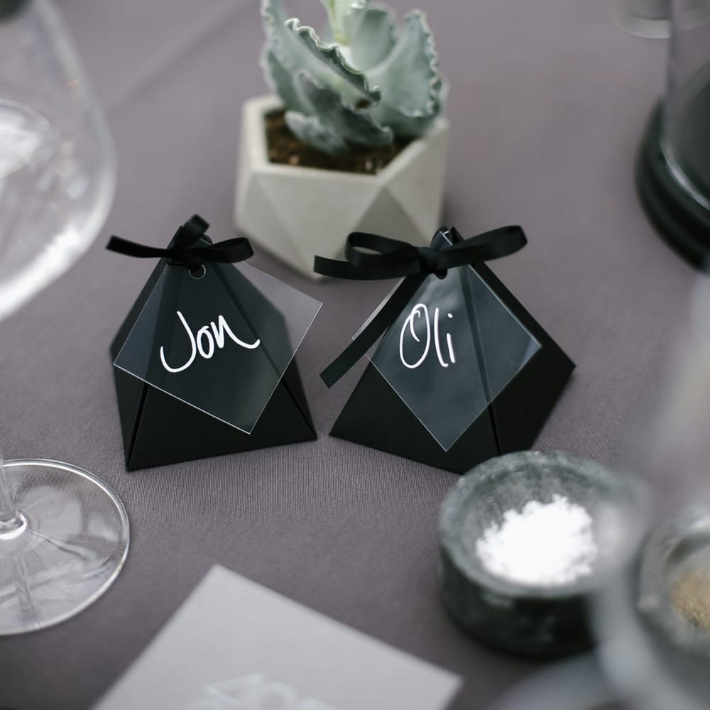 Succulent Wedding Decor & Geometric Table Names | Monochrome Wedding at Syon Park London | Chris Barber Photography | Second Shooter Beatrici Photography