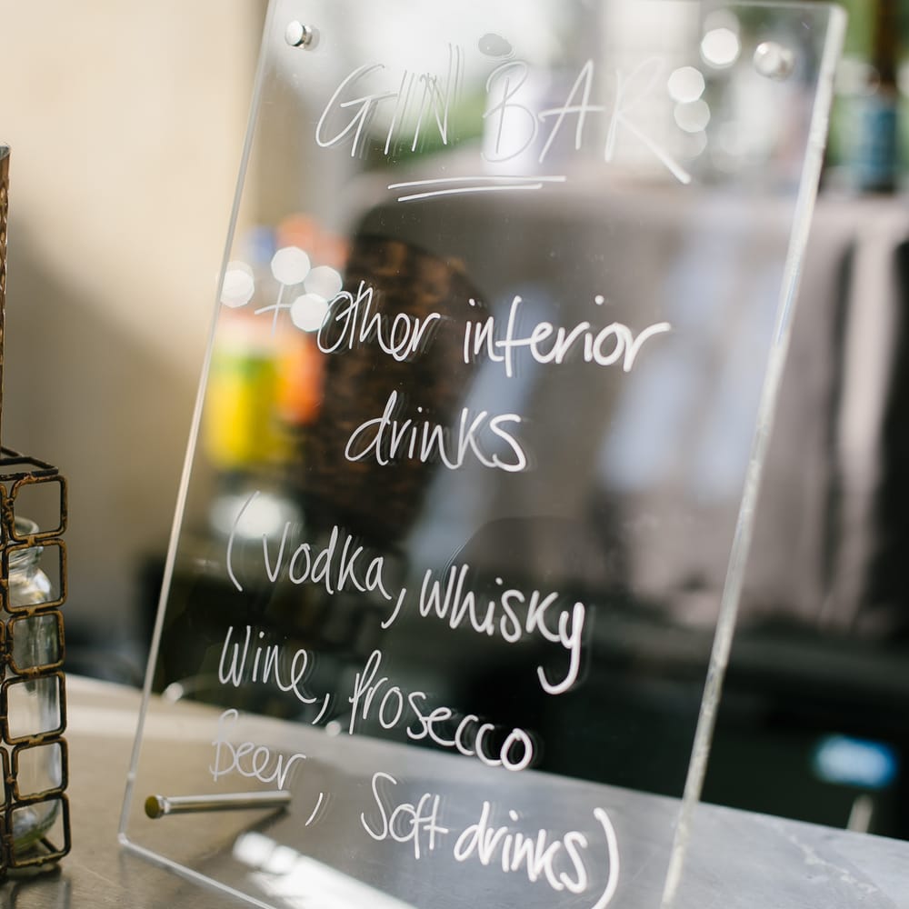 Perspex Bar Sign | Monochrome Wedding at Syon Park London | Chris Barber Photography | Second Shooter Beatrici Photography