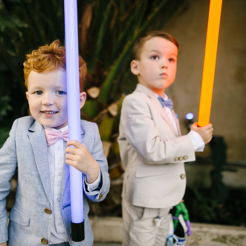 Page Boys in Outfits from John Lewis & Light Sabars | Monochrome Wedding at Syon Park London | Chris Barber Photography | Second Shooter Beatrici Photography