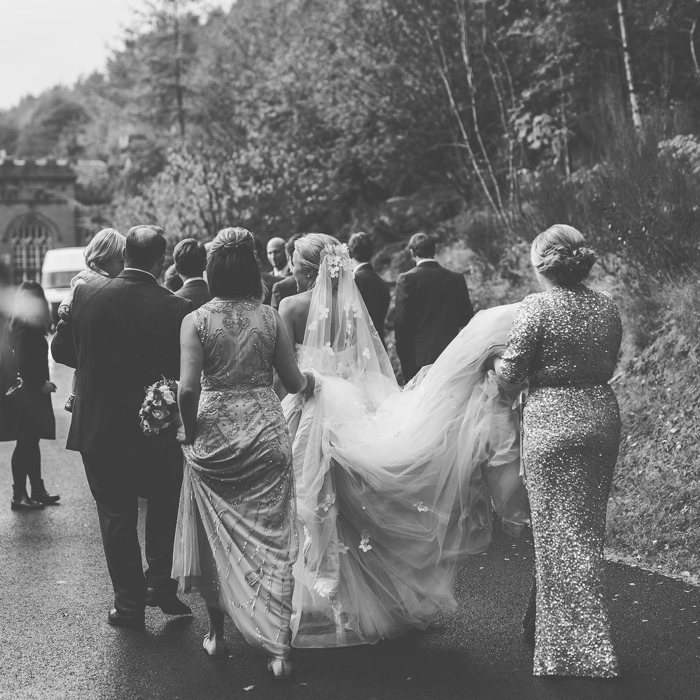 Bride in Bespoke Ian Stuart Gown with Detachable Tulle Skirt