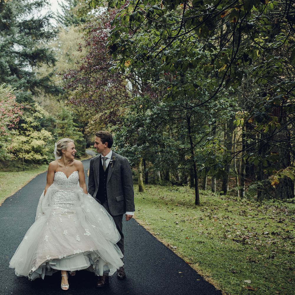 Bride in Bespoke Ian Stuart Gown with Detachable Tulle Skirt