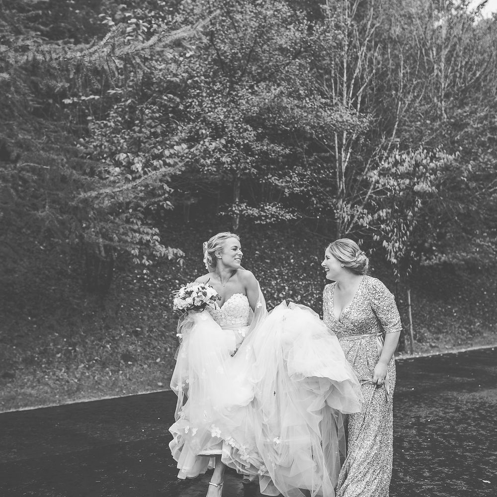 Bride in Bespoke Ian Stuart Gown with Detachable Tulle Skirt