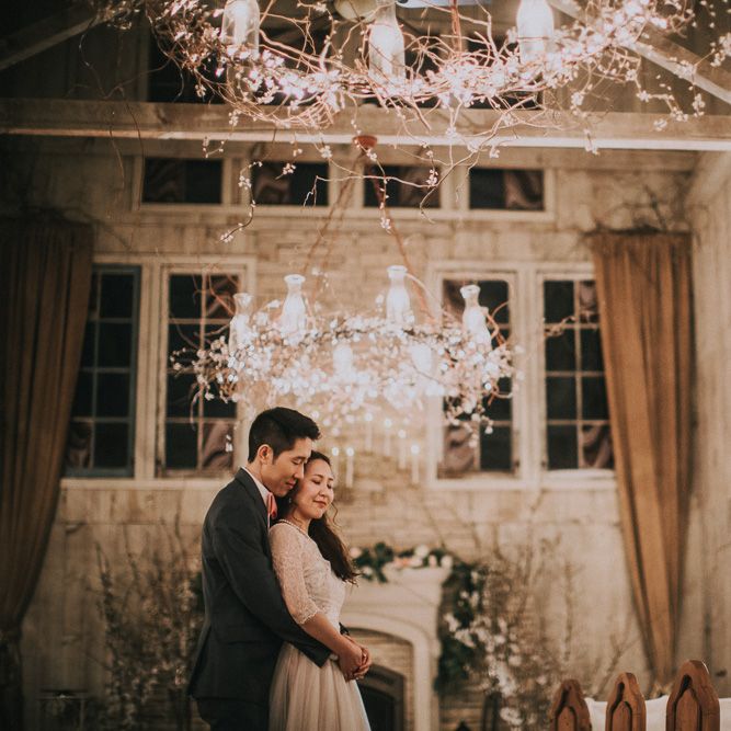Cherry Blossom Filled Wedding With Bride In Bronze Watters Gown And Painted Floral Veil By BHLDN Venue Union Hill Inn California With Images By Matt Horan Photography