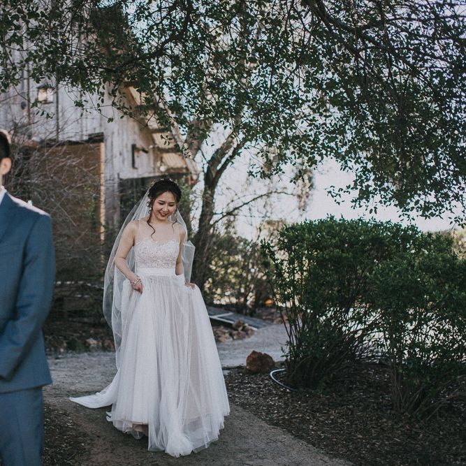First Look At Wedding | Bride Getting Ready For Wedding | Watters Penelope Wedding Dress | Images By Matt Horan Photography
