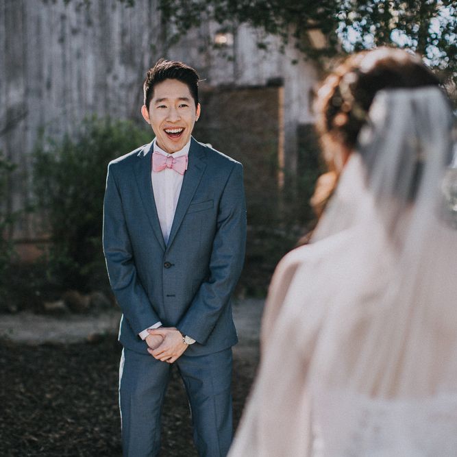 First Look At Wedding | Bride Getting Ready For Wedding | Watters Penelope Wedding Dress | Images By Matt Horan Photography