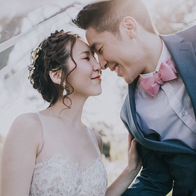Cherry Blossom Filled Wedding With Bride In Bronze Watters Gown And Painted Floral Veil By BHLDN Venue Union Hill Inn California With Images By Matt Horan Photography
