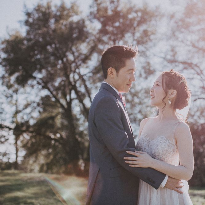 Cherry Blossom Filled Wedding With Bride In Bronze Watters Gown And Painted Floral Veil By BHLDN Venue Union Hill Inn California With Images By Matt Horan Photography