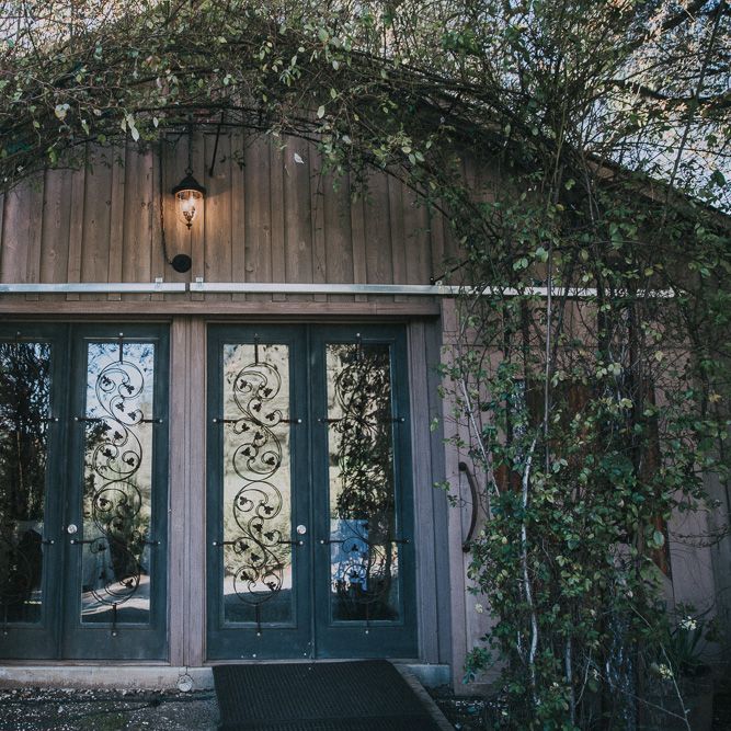Cherry Blossom Filled Wedding With Bride In Bronze Watters Gown And Painted Floral Veil By BHLDN Venue Union Hill Inn California With Images By Matt Horan Photography