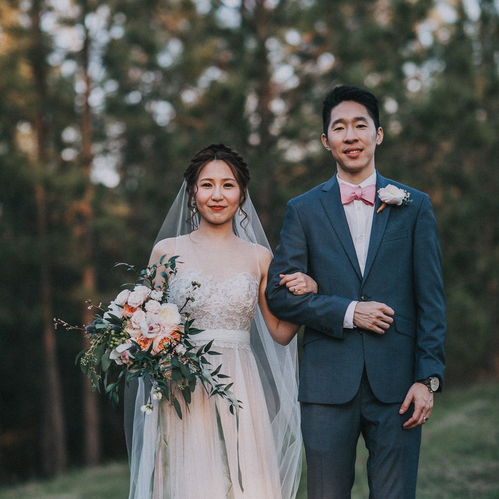 Cherry Blossom Filled Wedding With Bride In Bronze Watters Gown And Painted Floral Veil By BHLDN Venue Union Hill Inn California With Images By Matt Horan Photography