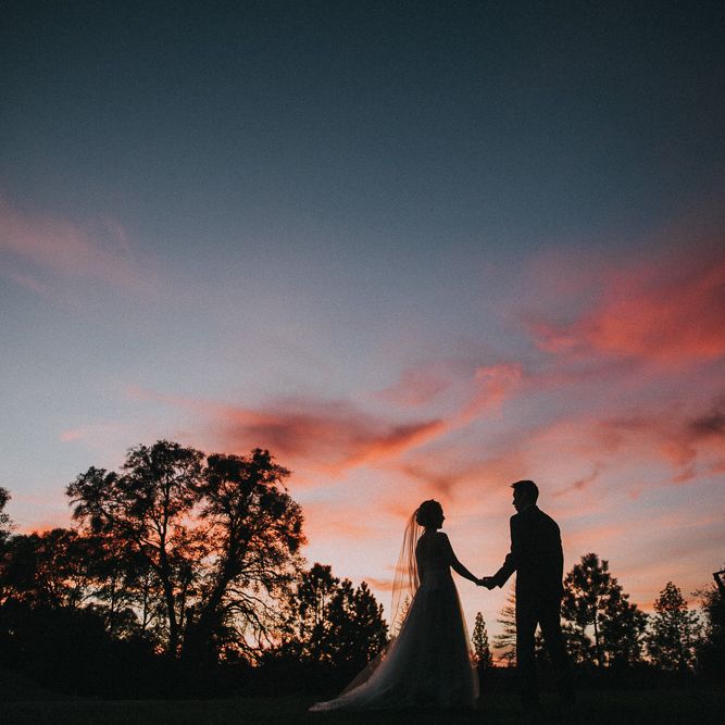 Cherry Blossom Filled Wedding With Bride In Bronze Watters Gown And Painted Floral Veil By BHLDN Venue Union Hill Inn California With Images By Matt Horan Photography