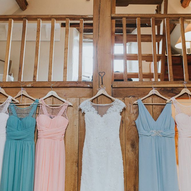 A Cotswold rustic wedding with mismatched bridesmaid dresses