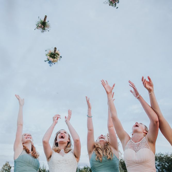 A Cotswold rustic wedding with mismatched bridesmaid dresses
