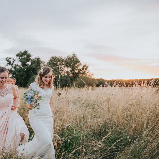 A Cotswold rustic wedding with mismatched bridesmaid dresses