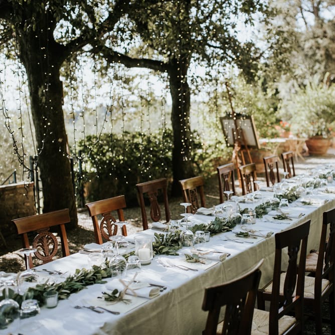 Fairy Light Canopy Wedding In Tuscany Italy Styled By Italian Eye And Photographed By Damien Milan Photography With Bride In Hayley Paige