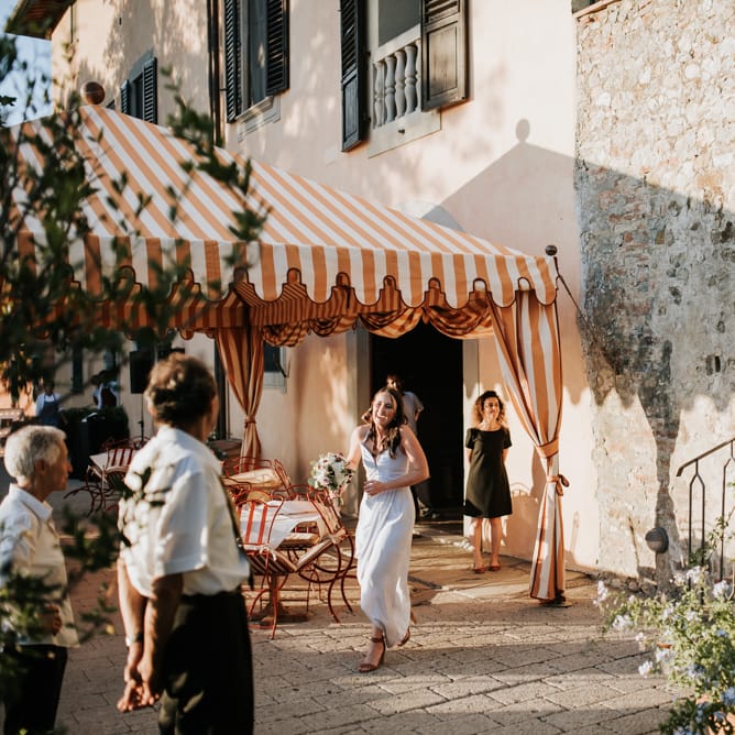 Fairy Light Canopy Wedding In Tuscany Italy Styled By Italian Eye And Photographed By Damien Milan Photography With Bride In Hayley Paige