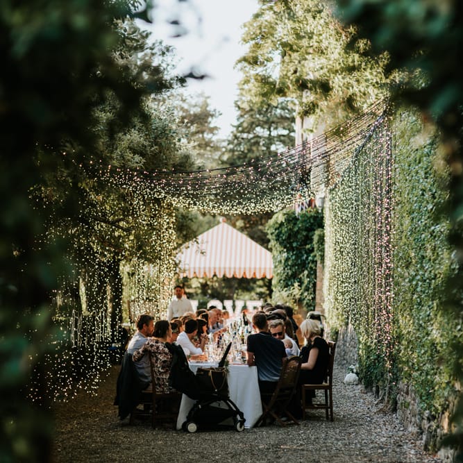 Fairy Light Canopy Wedding In Tuscany Italy Styled By Italian Eye And Photographed By Damien Milan Photography With Bride In Hayley Paige