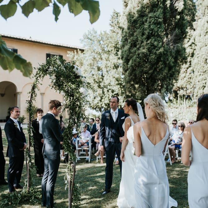 Fairy Light Canopy Wedding In Tuscany Italy Styled By Italian Eye And Photographed By Damien Milan Photography With Bride In Hayley Paige