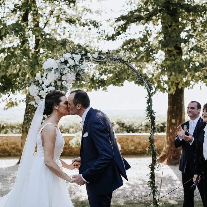 Fairy Light Canopy Wedding In Tuscany Italy Styled By Italian Eye And Photographed By Damien Milan Photography With Bride In Hayley Paige