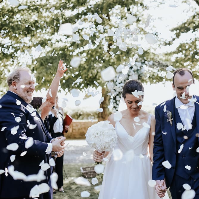 Confetti Shot With Bride In Hayley Paige
