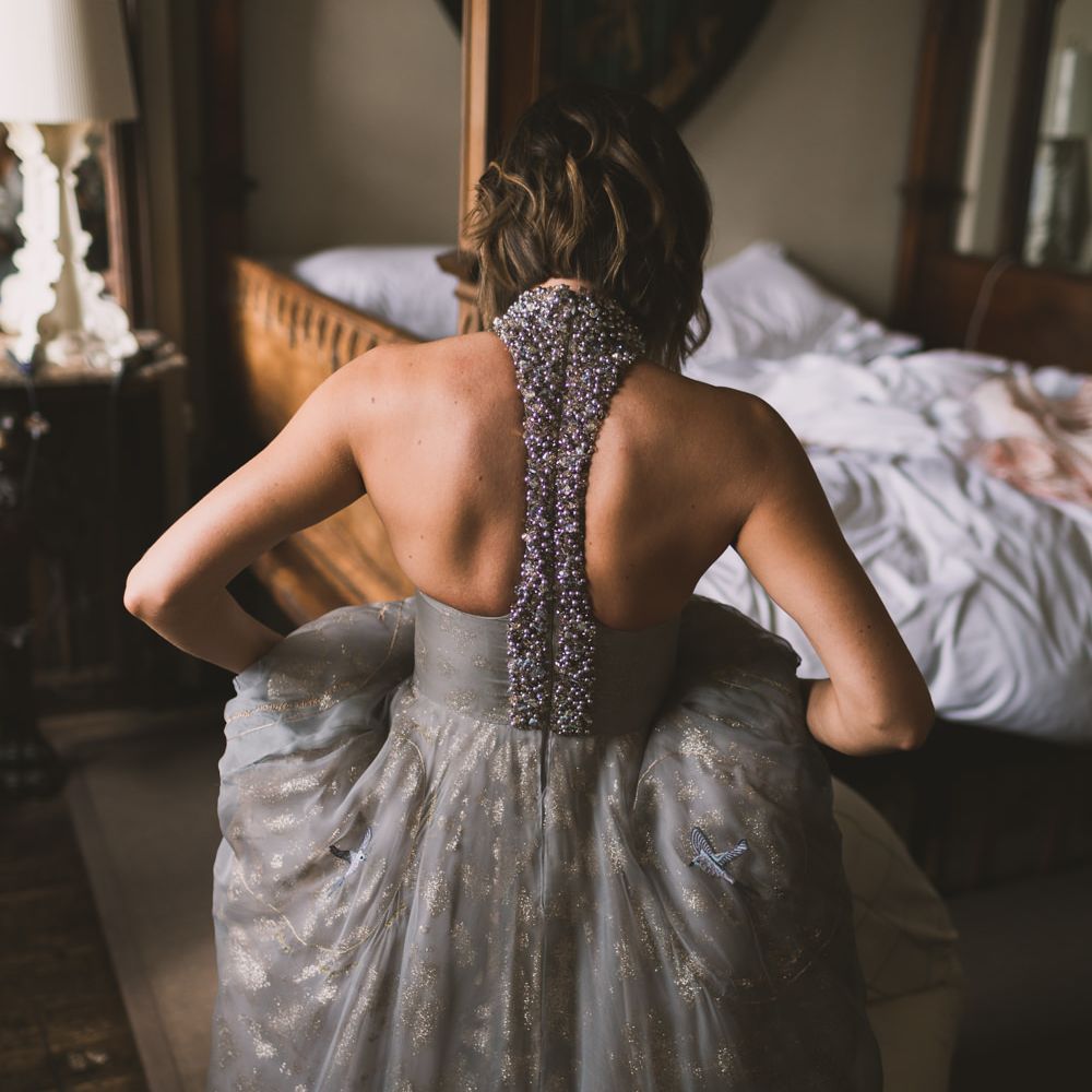 Embellished Racer Back Wedding Dress Detail