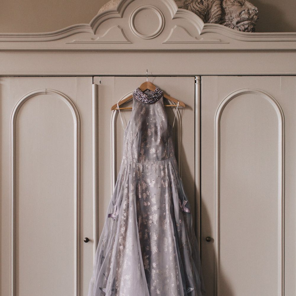 Bespoke Grey & Gold Wedding Dress