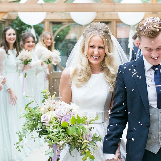 Confetti Moment | Bride in Sassi Holdford Bryony Wedding Dress | Pastel Wedding at Gaynes Park | Anneli Marinovich Photography