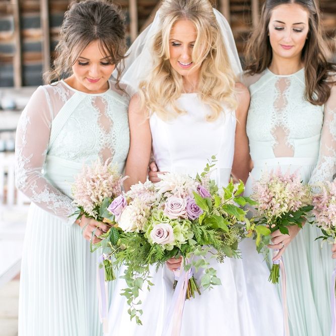 Bridesmaids in Mint Green ASOS Dresses | Bride in Sassie Holdford Bryony Wedding Dress | Pastel Wedding at Gaynes Park | Anneli Marinovich Photography