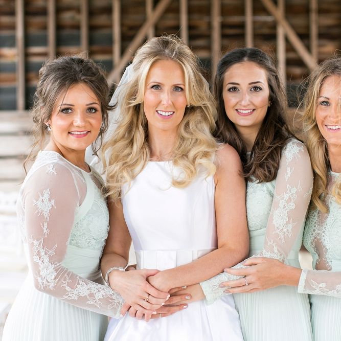 Bridesmaids in Mint Green ASOS Dresses | Bride in Sassie Holdford Bryony Wedding Dress | Pastel Wedding at Gaynes Park | Anneli Marinovich Photography