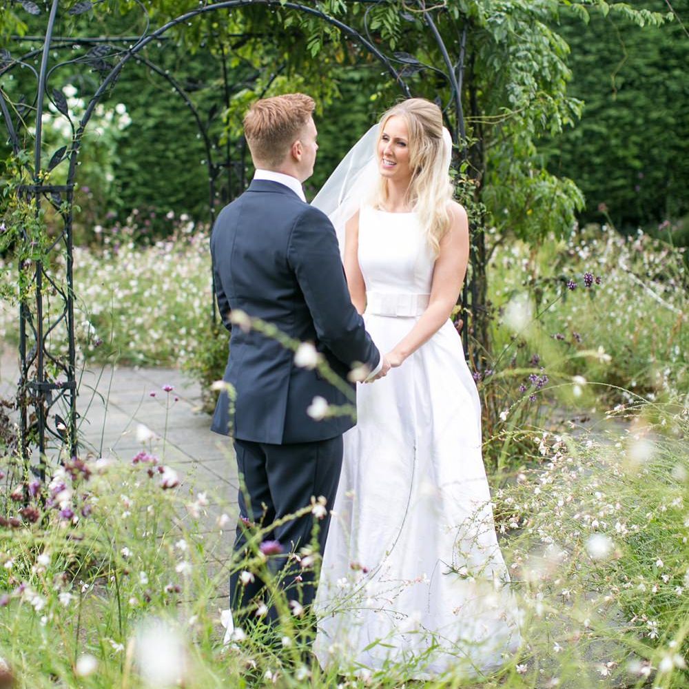 Bride in Sassie Holdford Bryony Wedding Dress | Pastel Wedding at Gaynes Park | Anneli Marinovich Photography