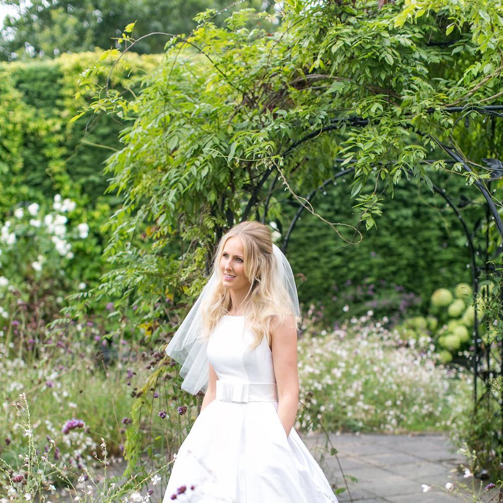 Bride in Sassie Holdford Bryony Wedding Dress | Pastel Wedding at Gaynes Park | Anneli Marinovich Photography