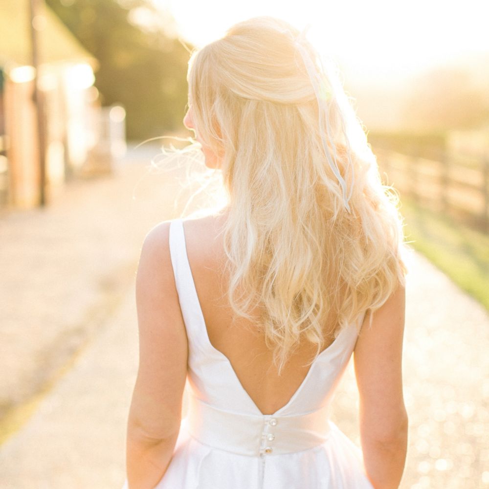 sunset | Bride in Sassie Holdford Bryony Wedding Dress | Pastel Wedding at Gaynes Park | Anneli Marinovich Photography