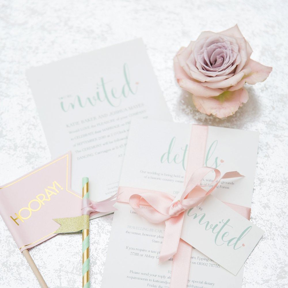 Pastel Green & Pink Wedding Stationery | Pastel Wedding at Gaynes Park | Anneli Marinovich Photography