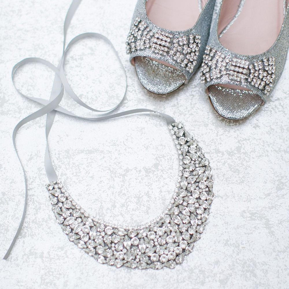 Kate Spade Wedding Shoes & Jewel Necklace | Bridal Accessories | Pastel Wedding at Gaynes Park | Anneli Marinovich Photography
