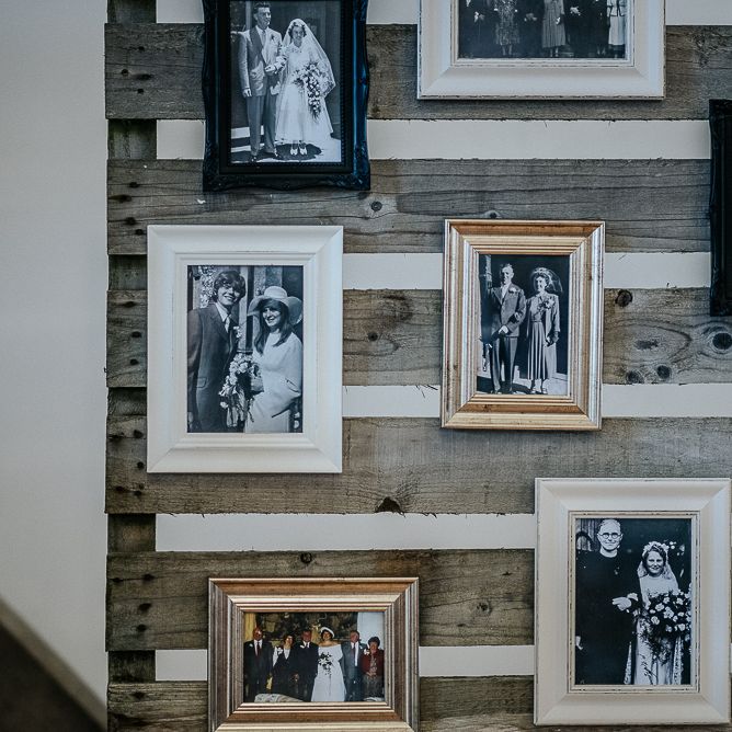 Vintage Wedding Photograph Display Wall