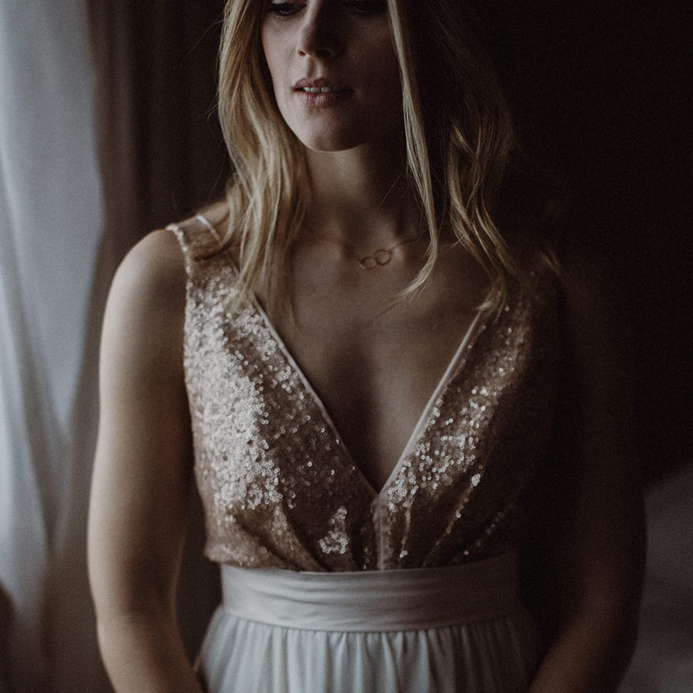 Sequin Bodice Bridal Gown by Truvelle