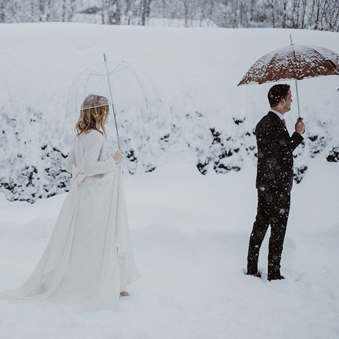 Snowy Winter Wedding In Bavaria With Bride In Truvelle