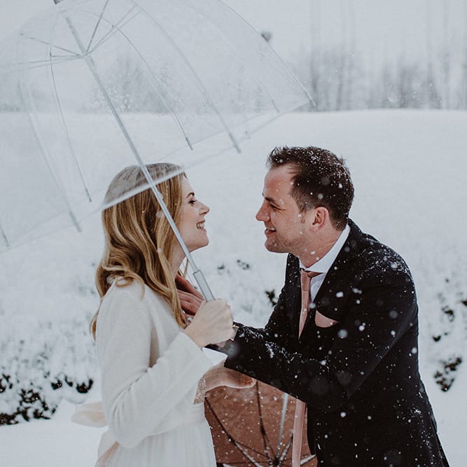 Snowy Winter Wedding In Bavaria With Bride In Truvelle