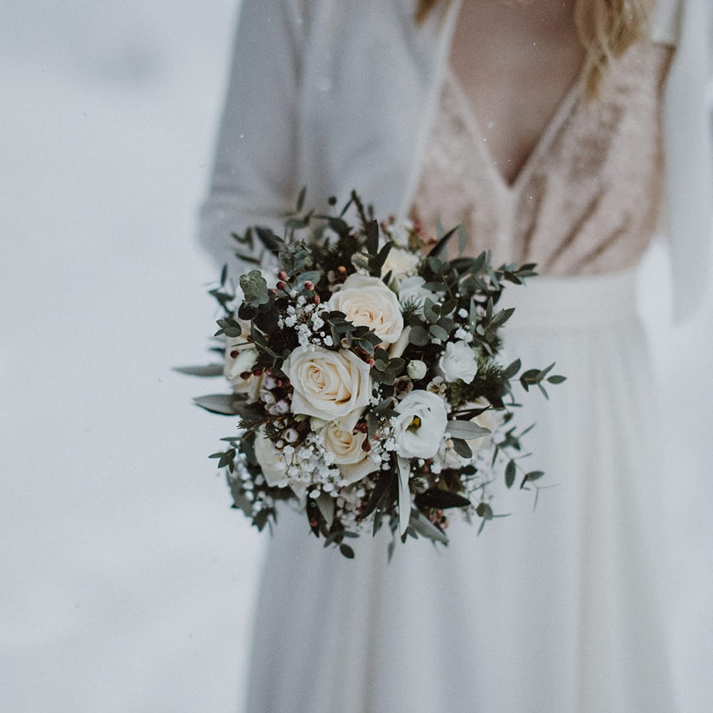 Snowy Winter Wedding In Bavaria With Bride In Truvelle