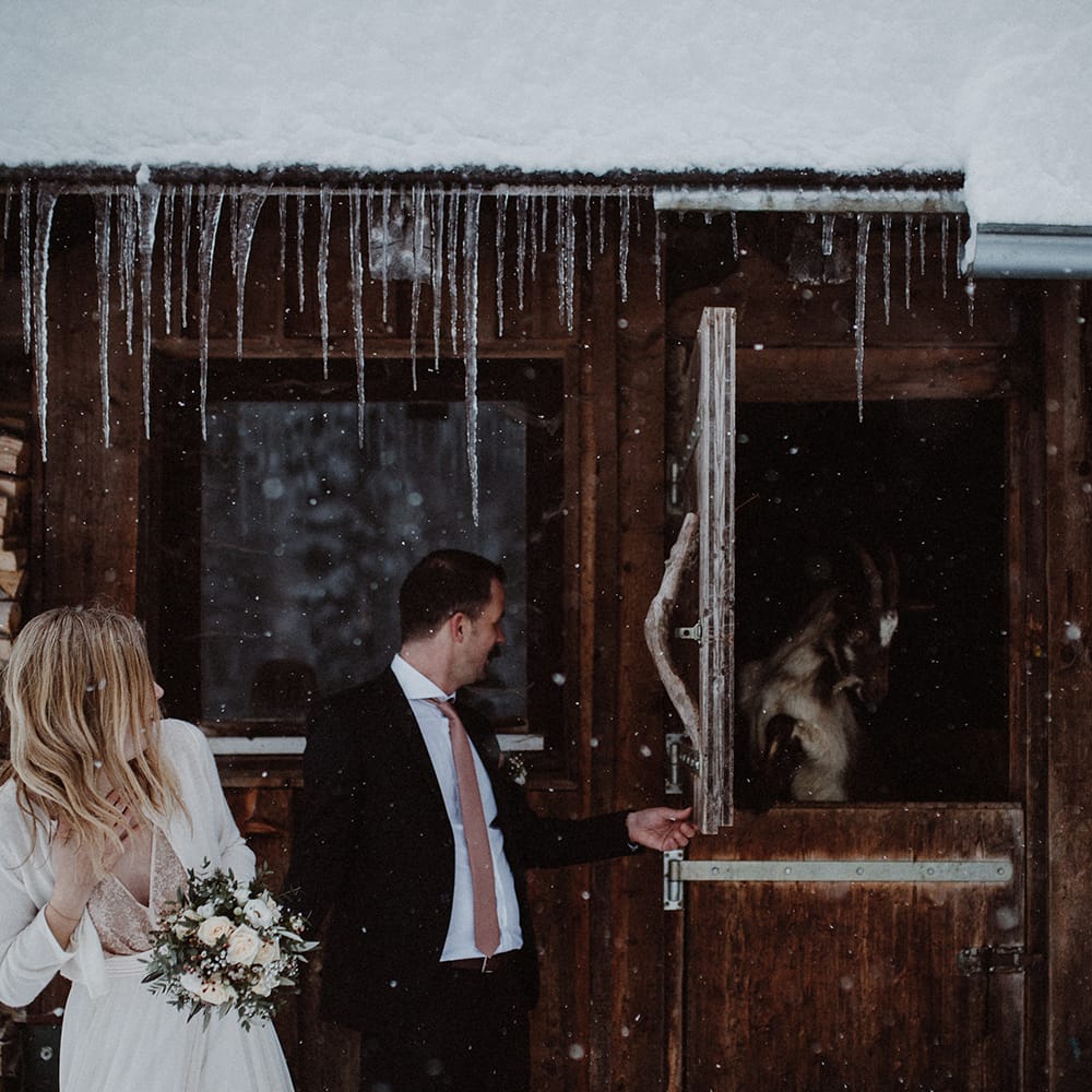Snowy Winter Wedding In Bavaria With Bride In Truvelle