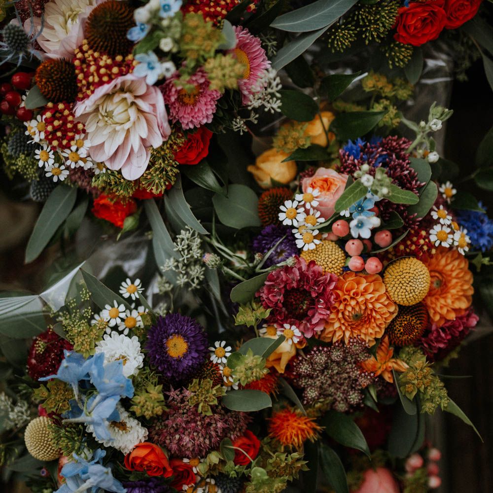 Colourful Wedding Flowers | Colourful DIY Barn Wedding at The Manor Barn, Cambridge | Meghan Lorna Photography