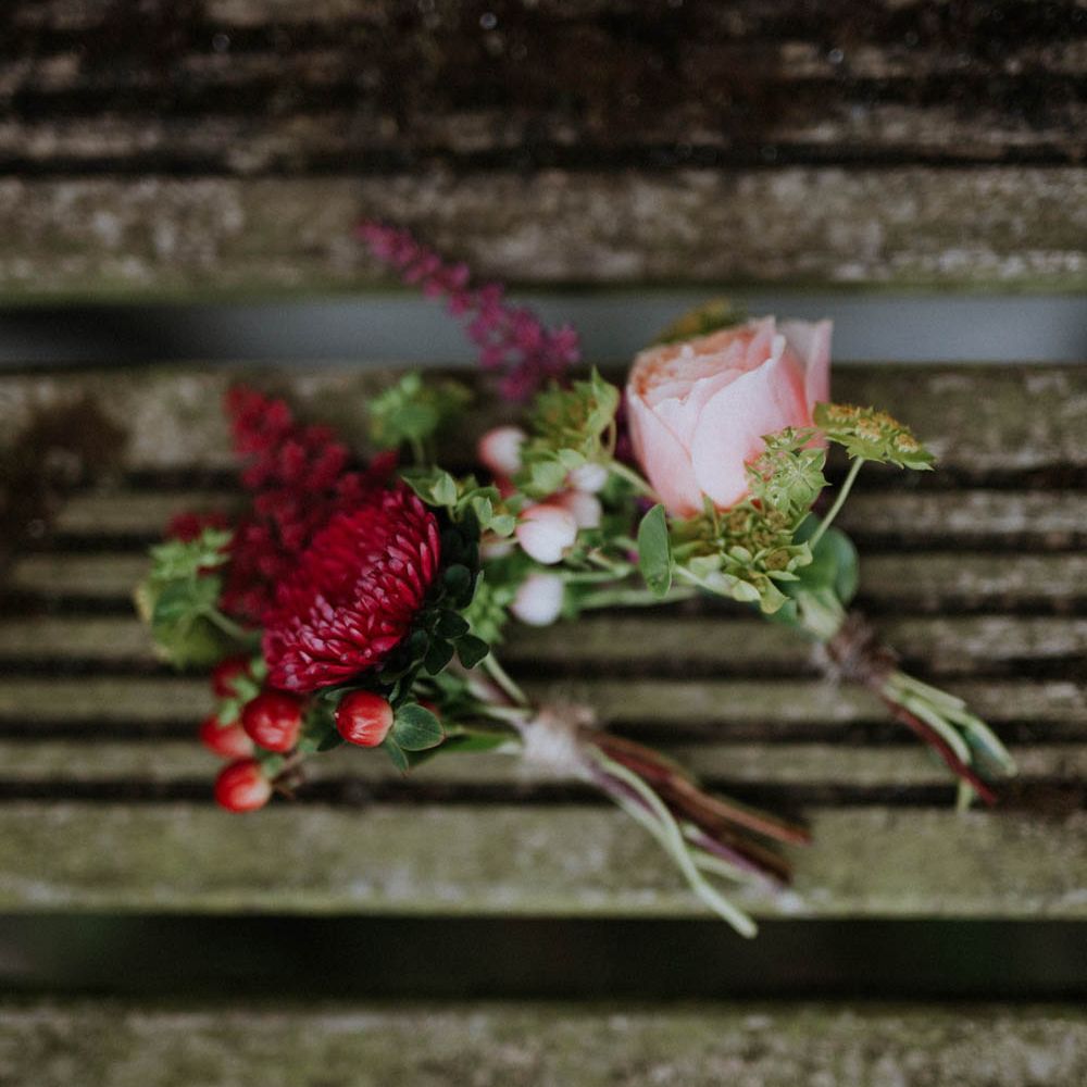 Buttonholes | Colourful DIY Barn Wedding at The Manor Barn, Cambridge | Meghan Lorna Photography