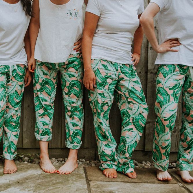 Matching Bridesmaid Getting Ready Robes | Colourful DIY Barn Wedding at The Manor Barn, Cambridge | Meghan Lorna Photography