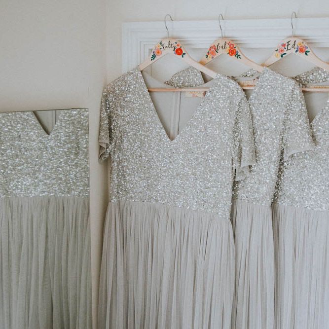 ASOS Sequin Bridesmaid Dresses | Colourful DIY Barn Wedding at The Manor Barn, Cambridge | Meghan Lorna Photography