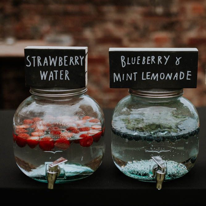 Drinks Dispensers | Wedding Decor | Colourful DIY Barn Wedding at The Manor Barn, Cambridge | Meghan Lorna Photography