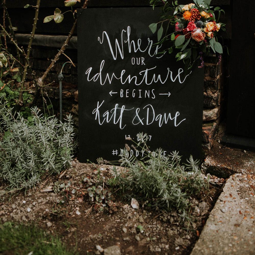 Blackboard Wedding Sign | Colourful DIY Barn Wedding at The Manor Barn, Cambridge | Meghan Lorna Photography