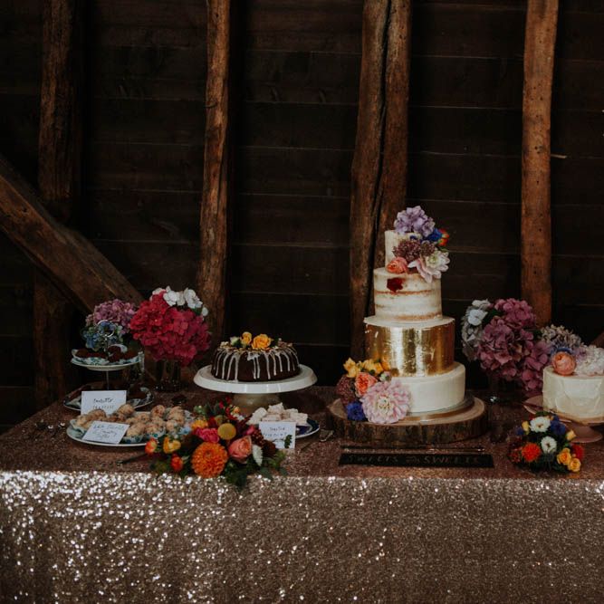 Dessert Table | Colourful DIY Barn Wedding at The Manor Barn, Cambridge | Meghan Lorna Photography
