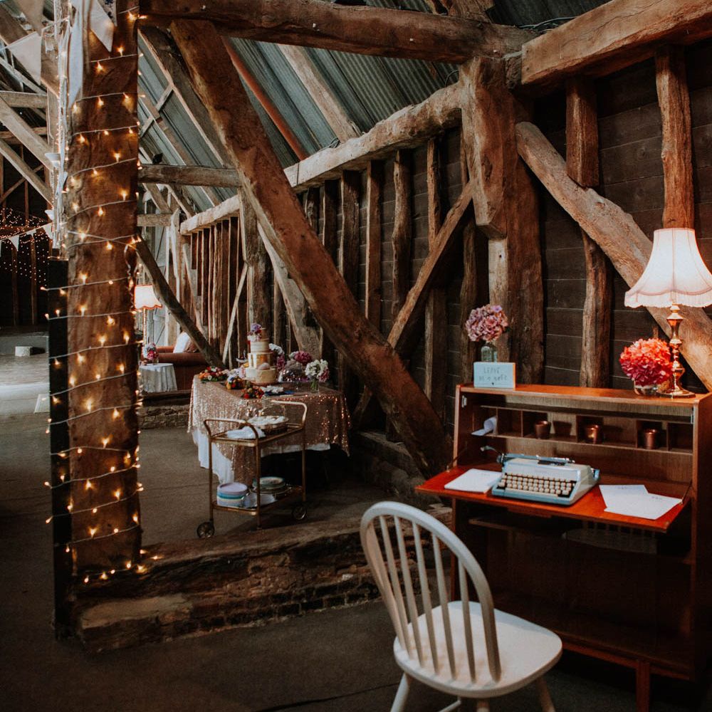 Type Writter Wedding Decor | Colourful DIY Barn Wedding at The Manor Barn, Cambridge | Meghan Lorna Photography